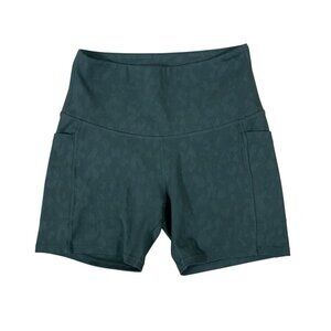 LegEnd Green Camo Print High Waist Pocket Biker Shorts Athletic Small Women's‎